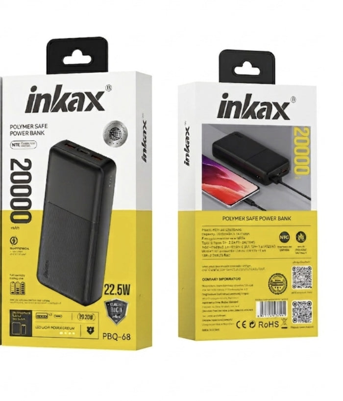Power Bank Inkax PBQ-68 20000mAh Charge Rapide 22.5W PD 20W USB & Type-C