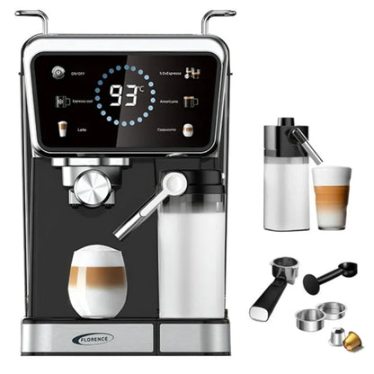 Machine à Café Expresso Florence 5 en 1 HK429 – 1350W, 20 Bars, Latte & Cappuccino