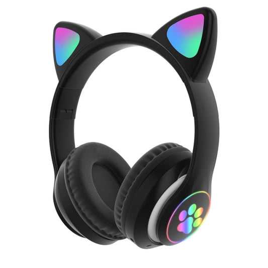 Casque Bluetooth avec oreilles de chat lumineuses RGB - Noir