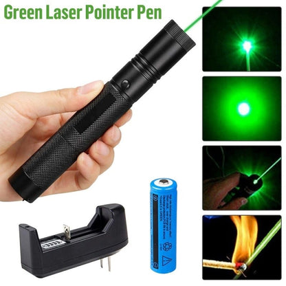 Pointeur laser vert rechargeable en aluminium, haute puissance 1000 mW et portée de 2000 mètres